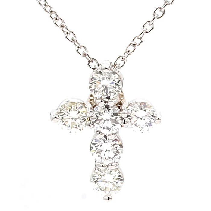 14K White Gold Diamond Cross Pendant, 1.88 ct tw