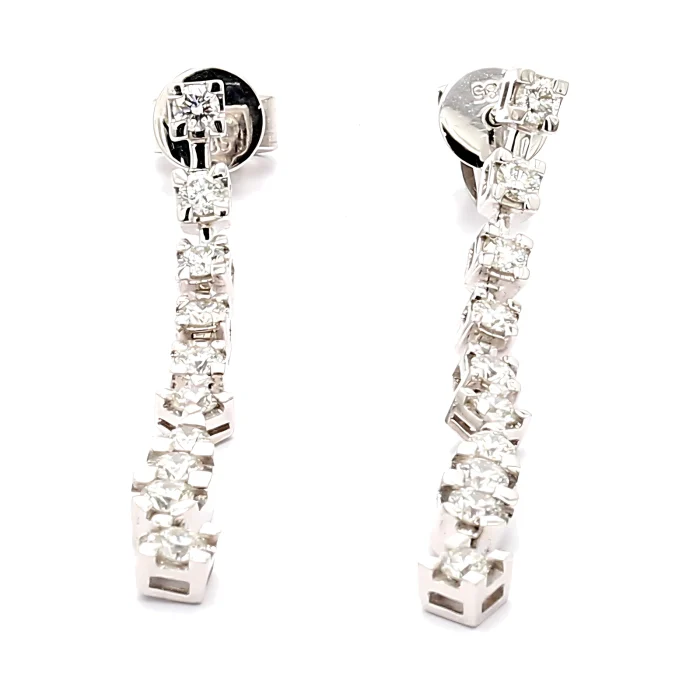 14K White Gold Diamond Drop Earrings, 0.50 ct tw