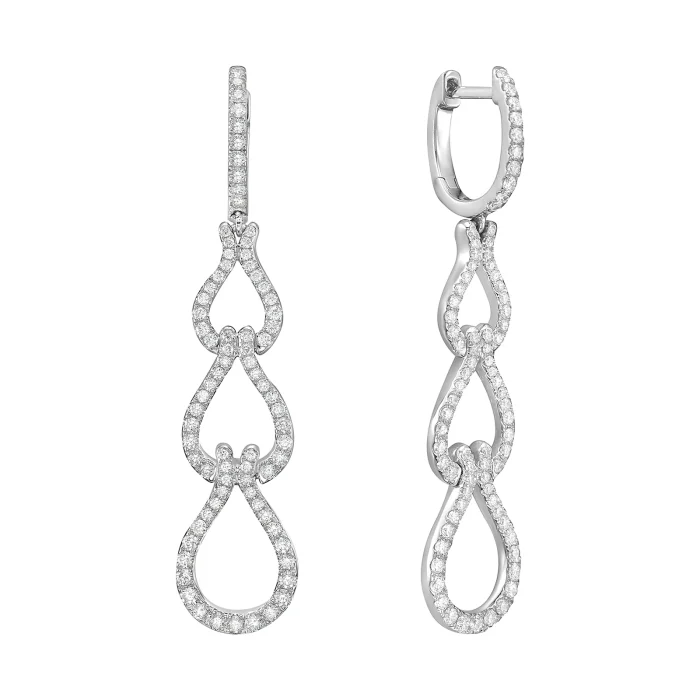 14K White Gold Diamond Drop Earrings, 0.89 ct tw
