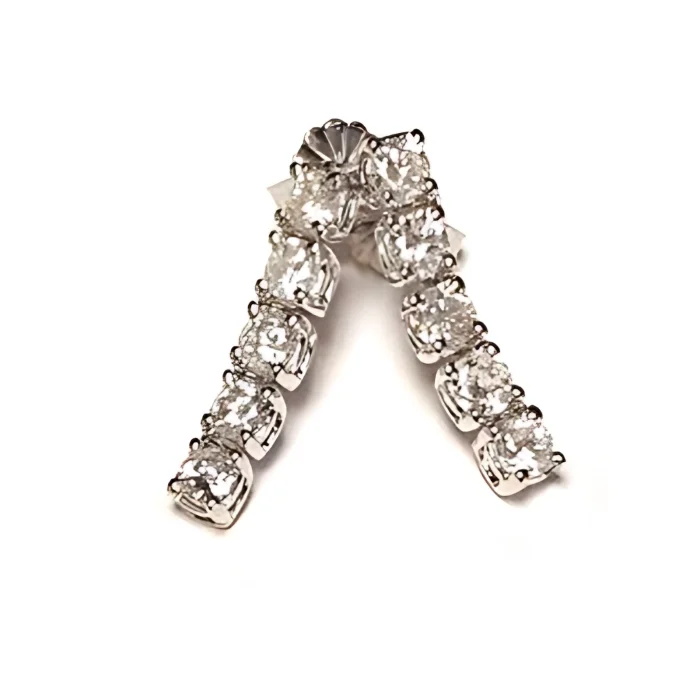 14K White Gold Diamond Drop Earrings, 1.00 ct tw