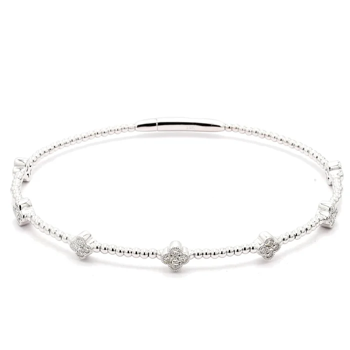 14K White Gold Diamond Flexible Bangle, 0.53 ct tw