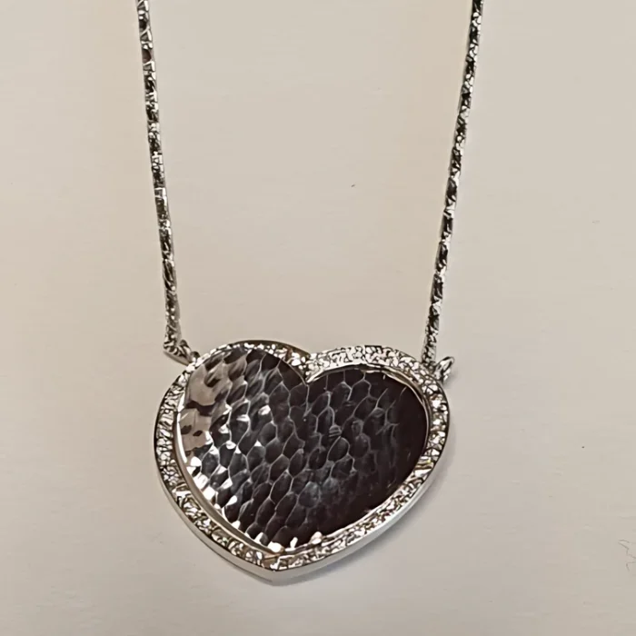 14K White Gold Diamond Heart Pendant, 0.35 ct tw