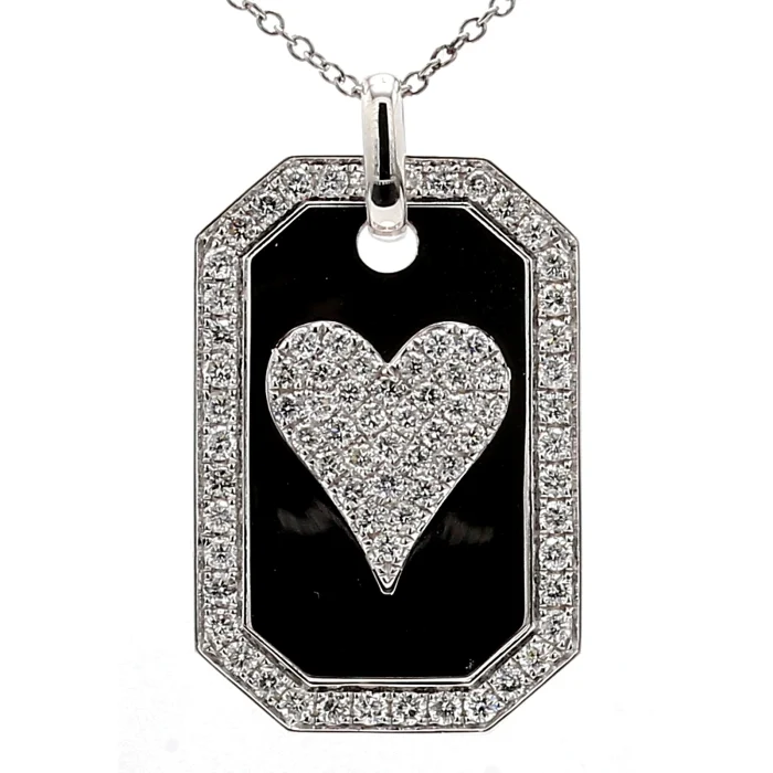 14K White Gold Diamond Heart Pendant, 1.35 ct tw