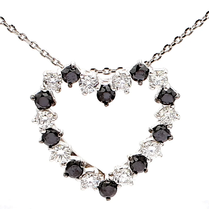 14K White Gold Diamond Heart Pendant, 1.55 ct tw
