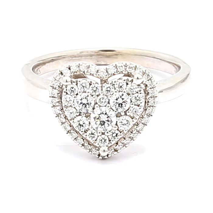 14K White Gold Diamond Heart Ring, 0.50 ct tw