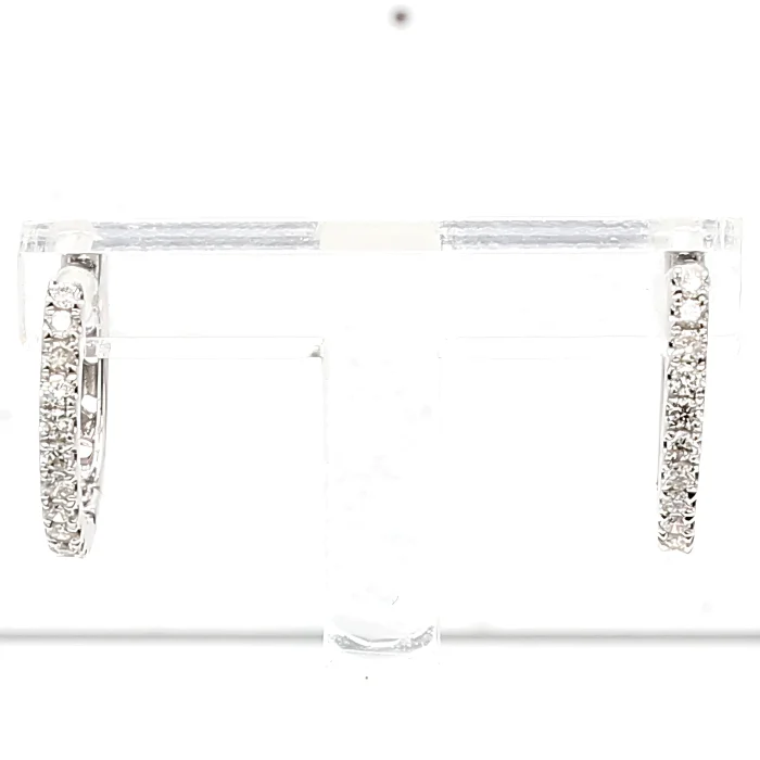 14K White Gold Diamond Hoop Earrings, 0.22 ct tw