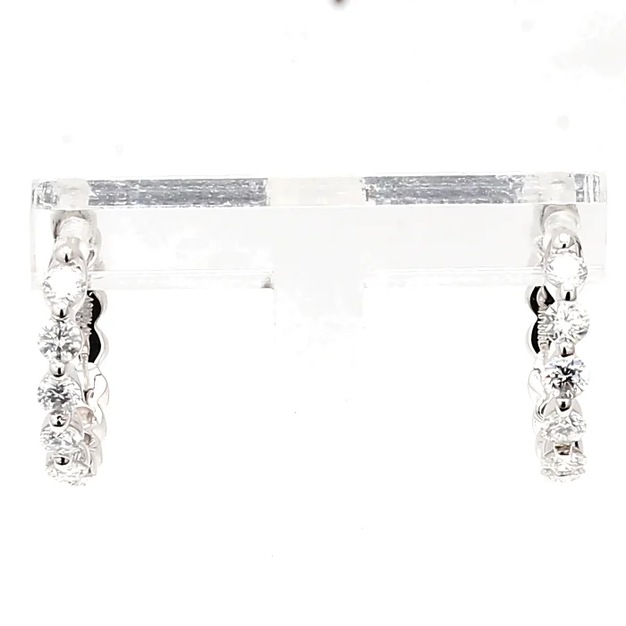 14K White Gold Diamond Hoop Earrings, 0.55 ct tw