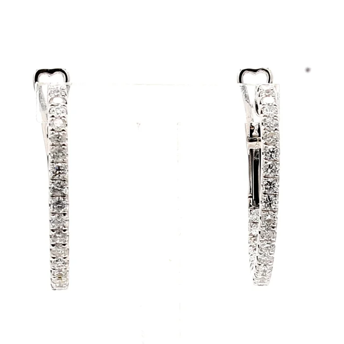 14K White Gold Diamond Hoop Earrings, 1.43 ct tw