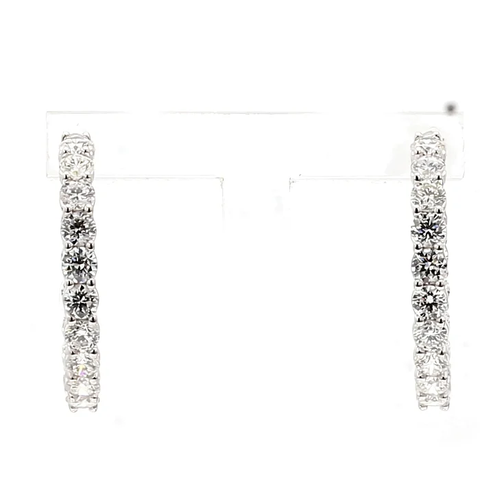 14K White Gold Diamond Hoop Earrings, 1.77 ct tw