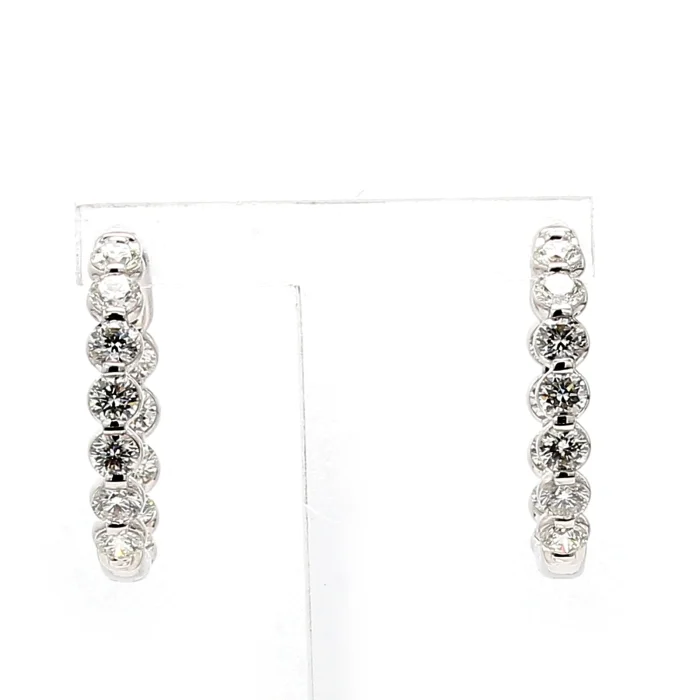 14K White Gold Diamond Hoop Earrings, 1.96 ct tw