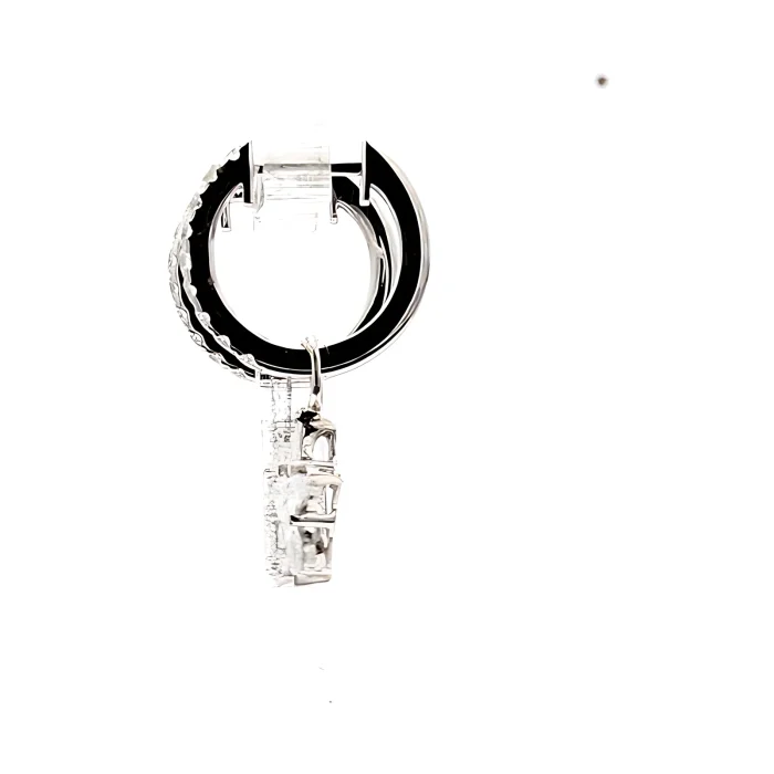 14K White Gold Diamond Hoop Earrings with Star Charms, 1.21 ct tw