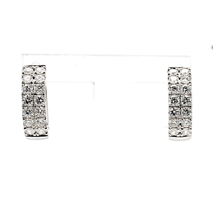 14K White Gold Diamond Huggie Earrings, 0.73 ct tw