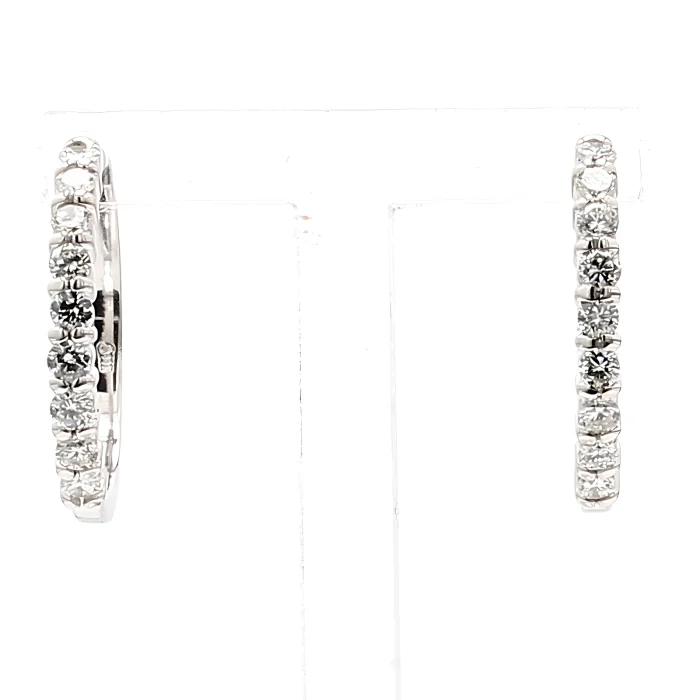 14K White Gold Diamond Huggie Hoop Earrings, 0.62 ct tw