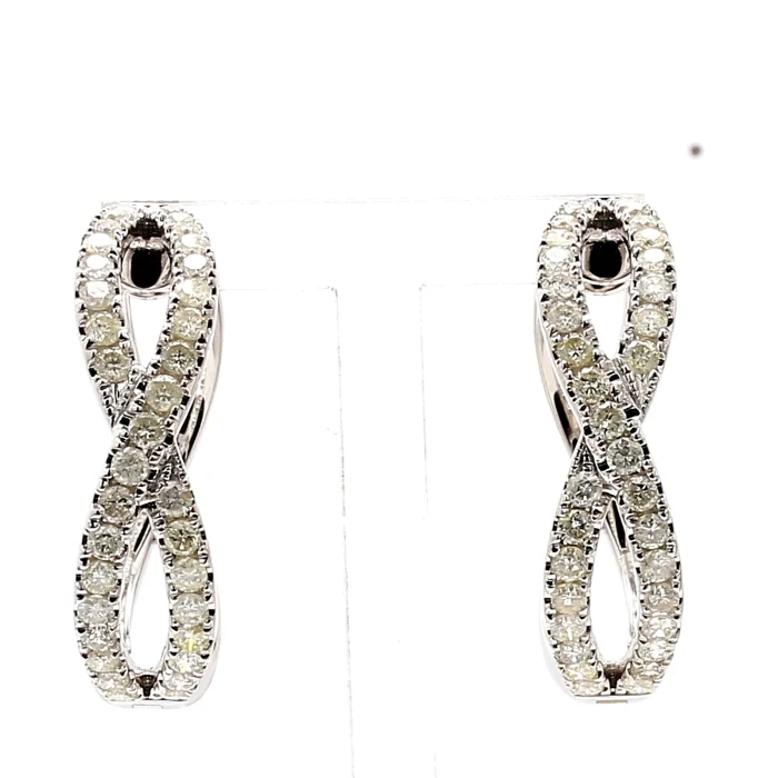 14K White Gold Diamond Infinity Hoop Earrings, 1.94 ct tw