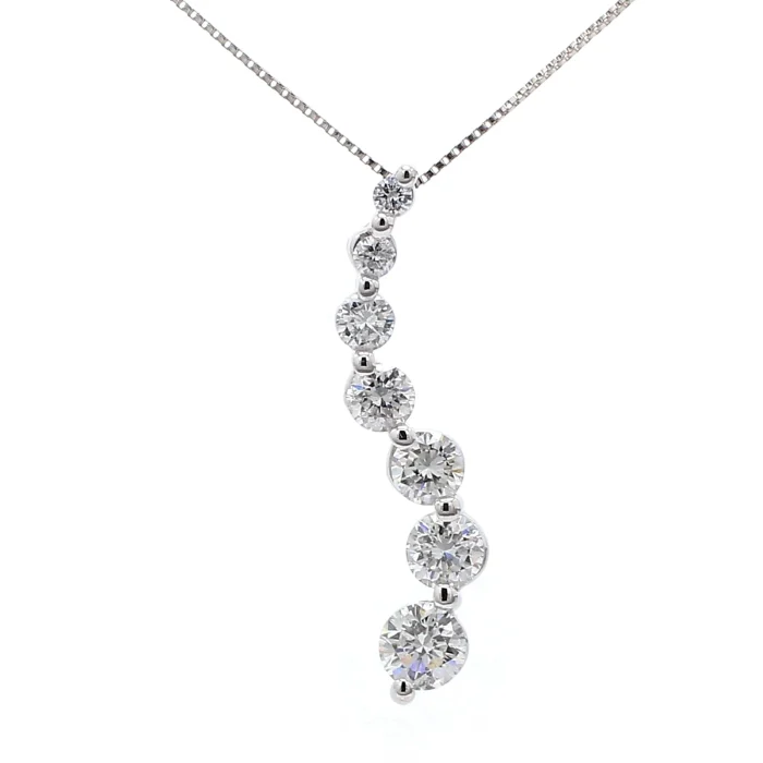 14K White Gold Diamond Journey Pendant, 1.00 ct tw