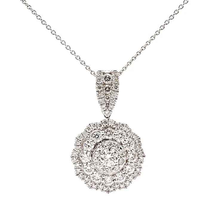 14K White Gold Diamond Pendant, 1.00 ct tw