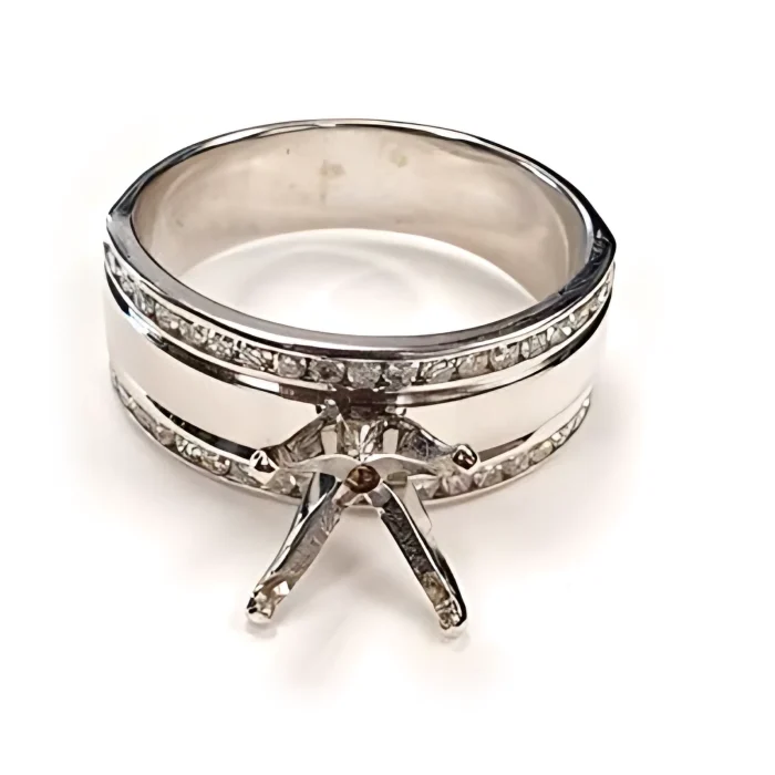14K White Gold Diamond Semi-Mount, 0.50 ct tw