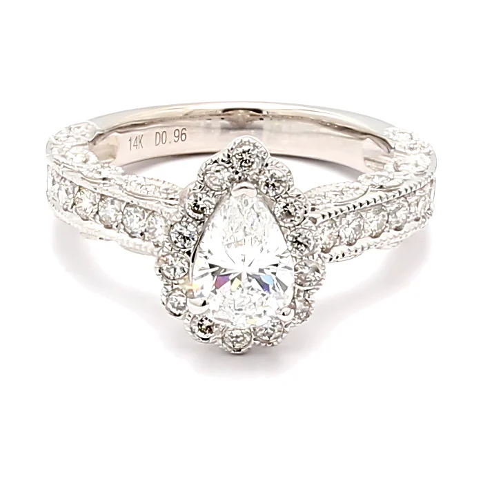 14K White Gold Diamond Semi-Mount, 0.96 ct tw