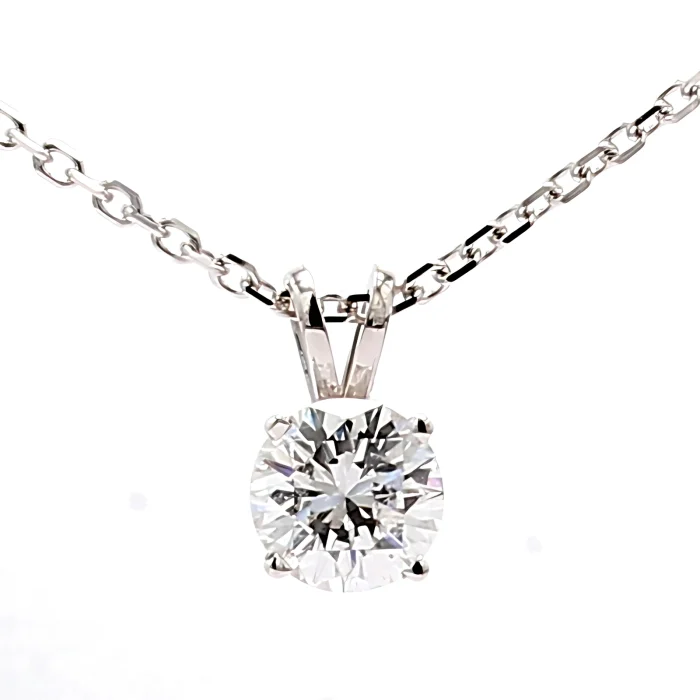 14K White Gold Diamond Solitaire Pendant, 1.03 ct
