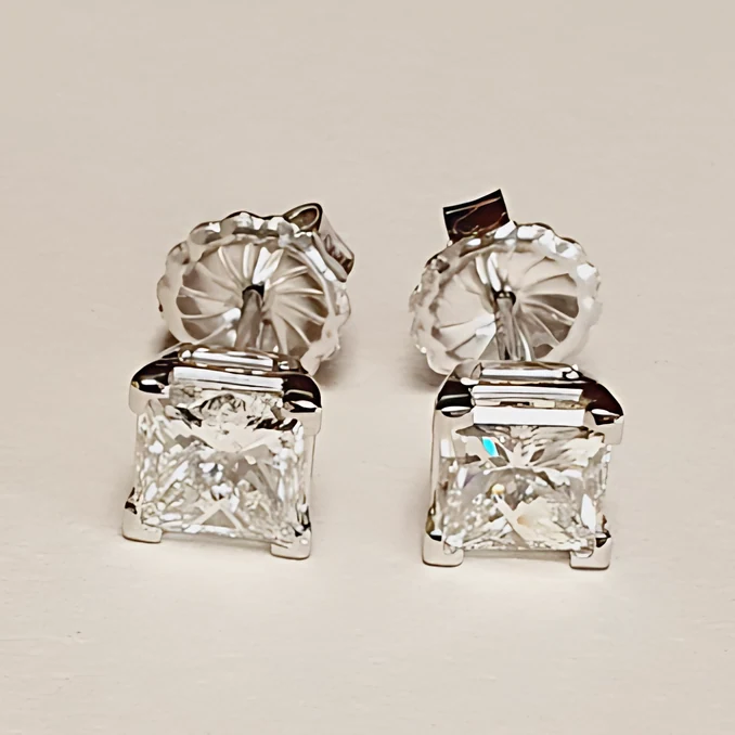 14K White Gold Diamond Stud Earrings, 2.42 ct tw