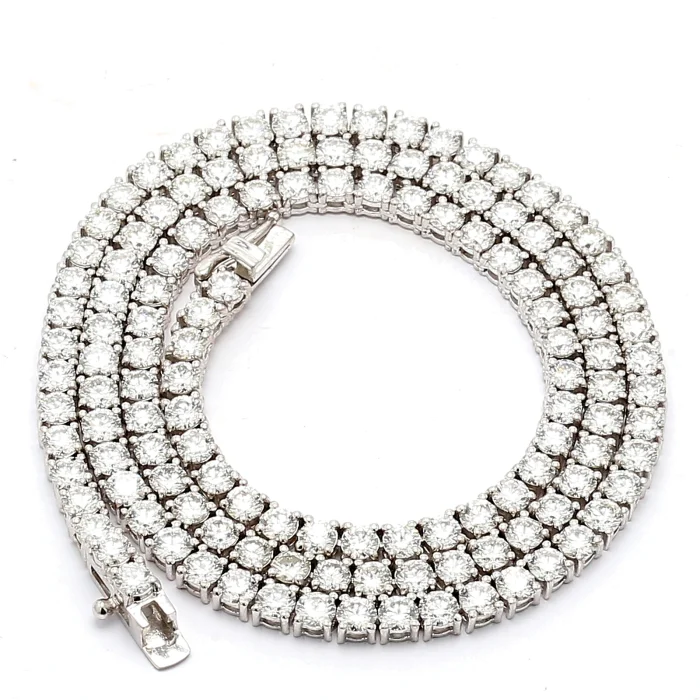 14K White Gold Diamond Tennis Necklace, 14.71 ct tw