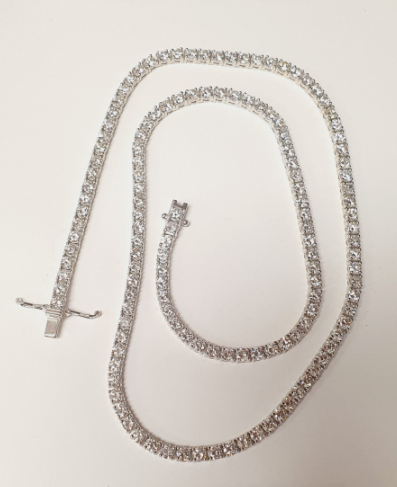 14K White Gold Diamond Tennis Necklace, 20.65 ct tw