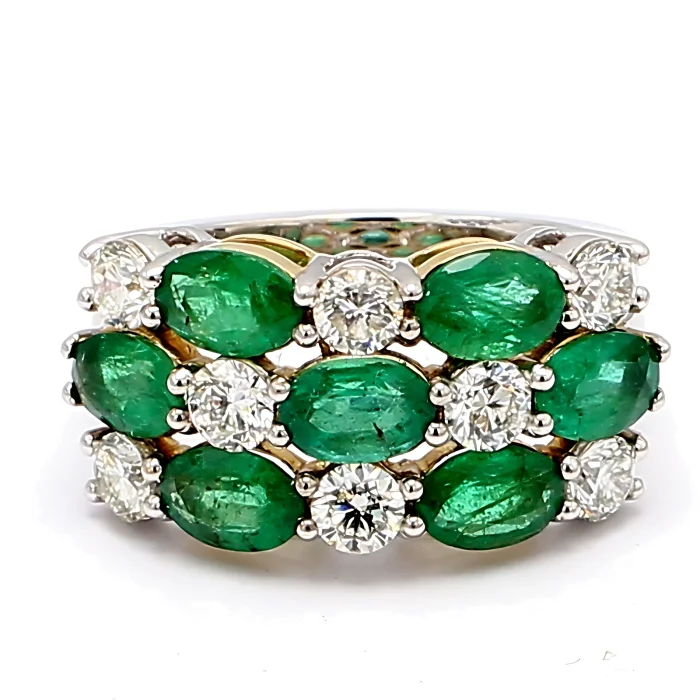 14K White Gold Emerald and Diamond Ring, 1.47 ct tw