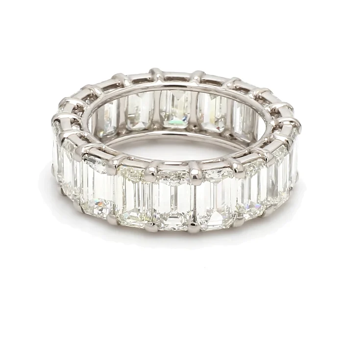 14K White Gold Emerald-Cut Diamond Eternity Band, 9.30 ct tw