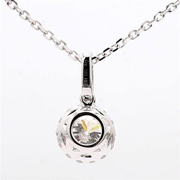 14K White Gold Round Diamond Halo Pendant, 1.15 ct tw
