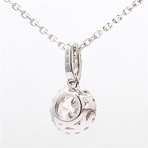 14K White Gold Round Diamond Halo Pendant, 1.15 ct tw