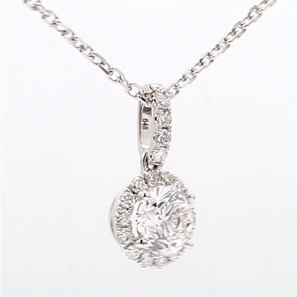14K White Gold Round Diamond Halo Pendant, 1.15 ct tw