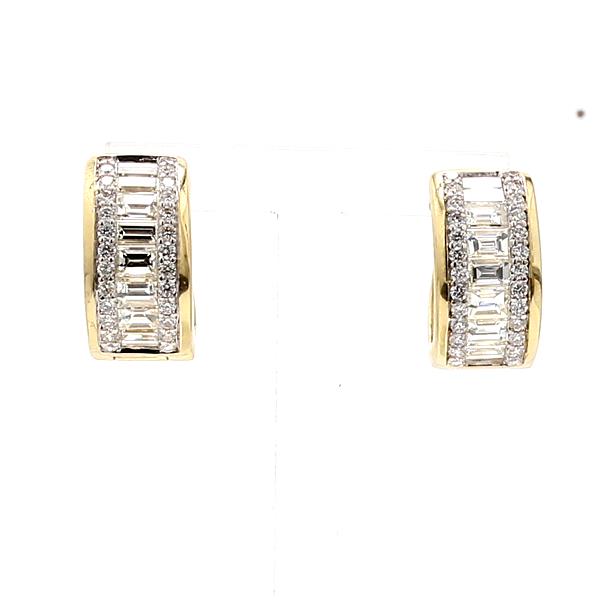 14K Yellow Gold Baguette Diamond Hoop Earrings, 1.86 ct tw