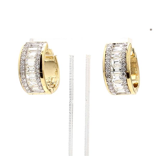 14K Yellow Gold Baguette Diamond Hoop Earrings, 1.86 ct tw