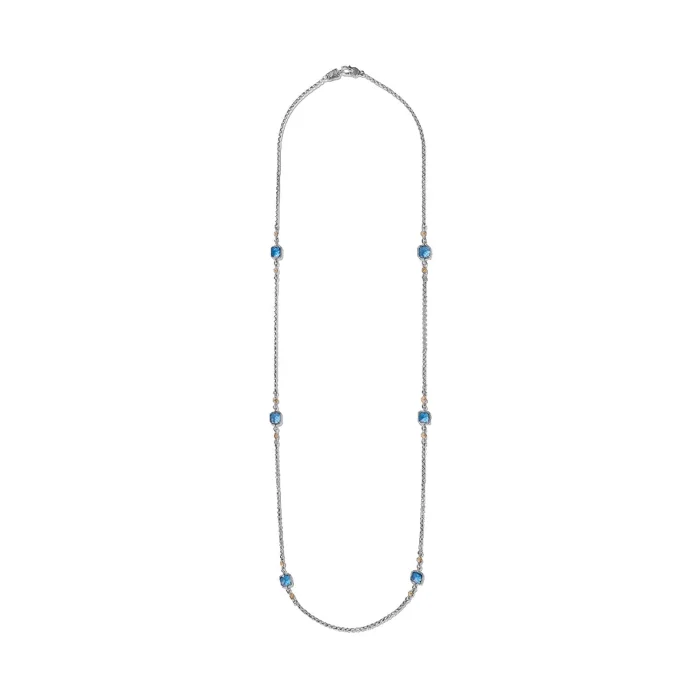 Konstantino Anthos Sterling Silver and 18k Yellow Gold Blue Spinel Necklace