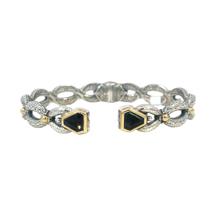 Konstantino Sterling Silver and 18k Yellow Gold Faceted Smoky Quartz Bracelet