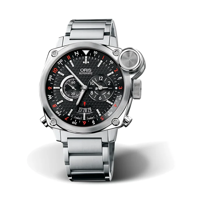 Oris BC4 Flight Timer Black Dial on Steel Bracelet