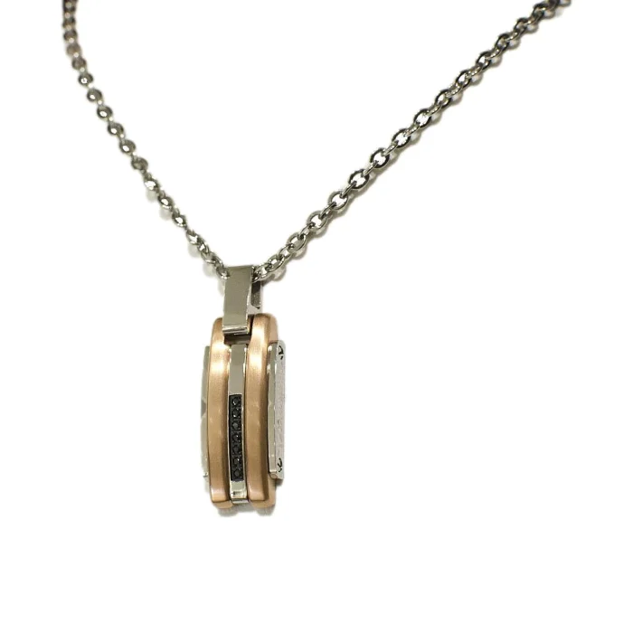 Zancan Stainless Steel Black Spinel Pendant with Rose Gold Tone