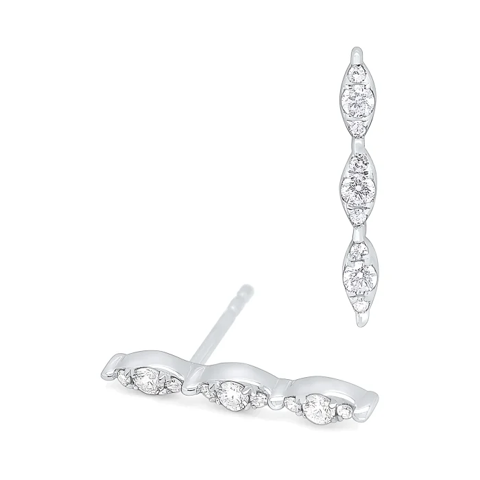 KC Designs 14k White Gold Diamond Mini Stick Earrings