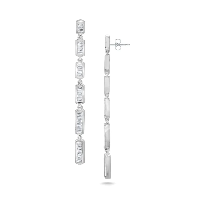 KC Designs 14k White Gold Baguette Diamond Drop Earrings