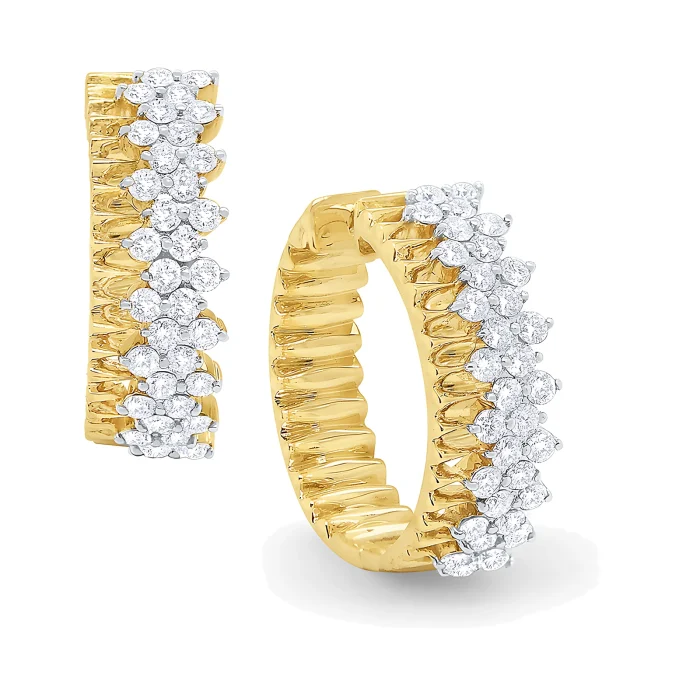 KC Designs 14k Yellow Gold Diamond Cascade Huggie Hoop Earrings