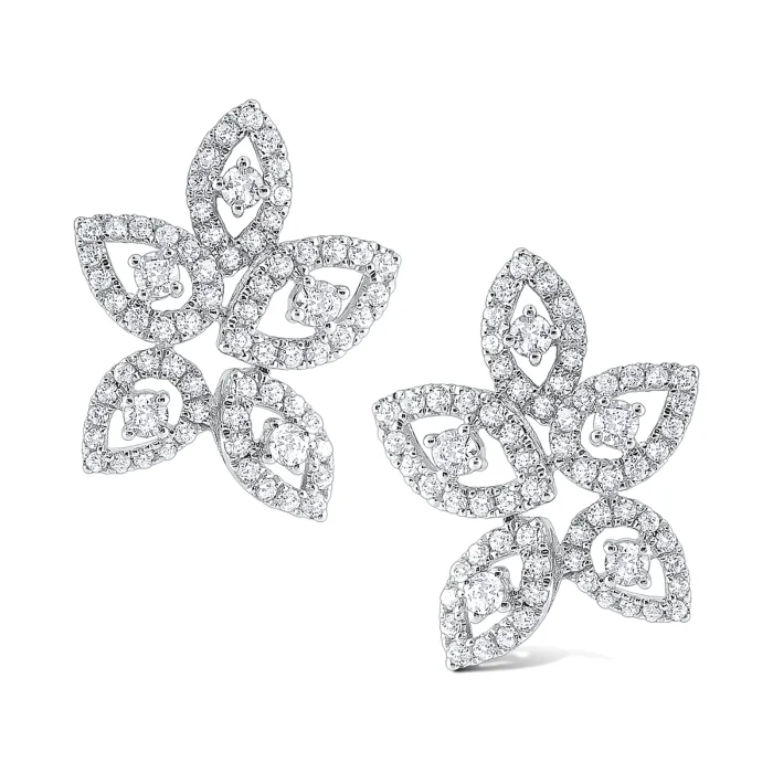 KC Designs 14k White Gold Diamond Flower Earrings