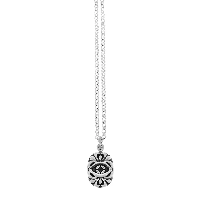 King Baby Evil Eye Pendant on 18" Rolo Chain