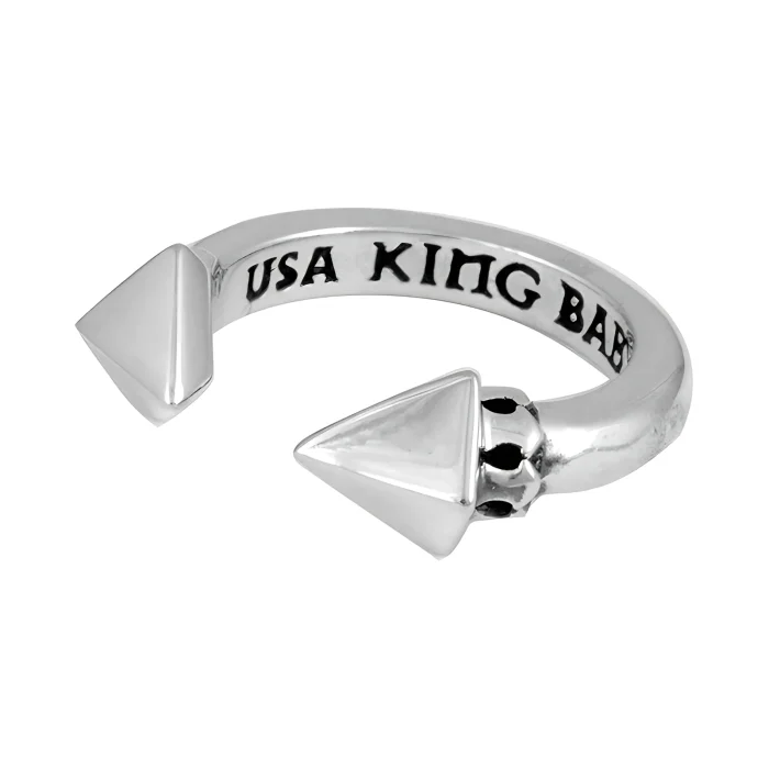 King Baby Open Ring with Pyramids, Size 7