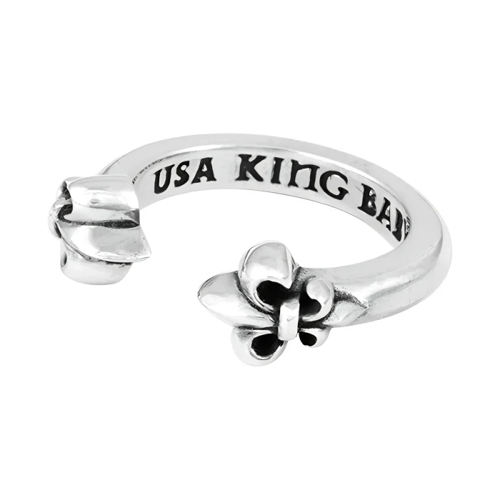King Baby Open Ring with Fleur de Lis, Size 7