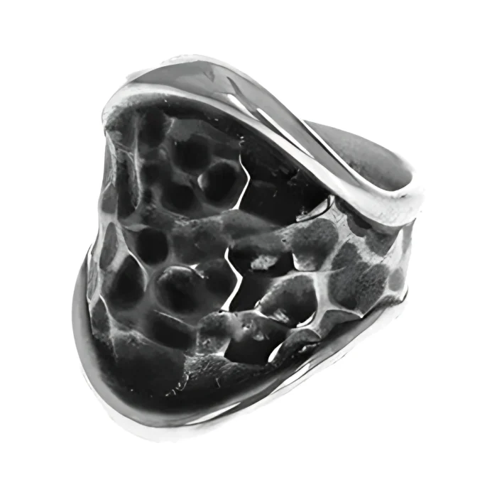 King Baby Round-Edge Hammered Shield Ring, Size 10