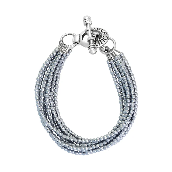 King Baby Eight Strand Hematite Bead Bracelet with Mini Toggle Clasp