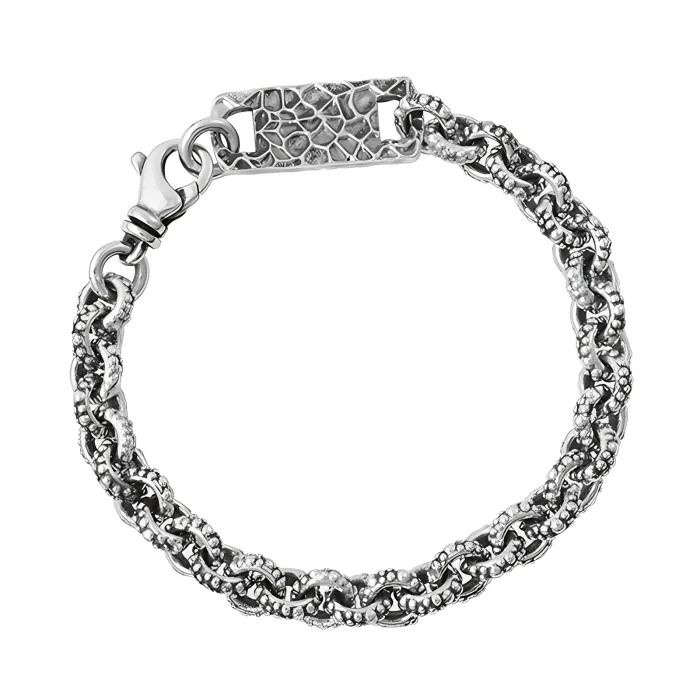 King Baby Small Round Link Bracelet with Stingray Texture