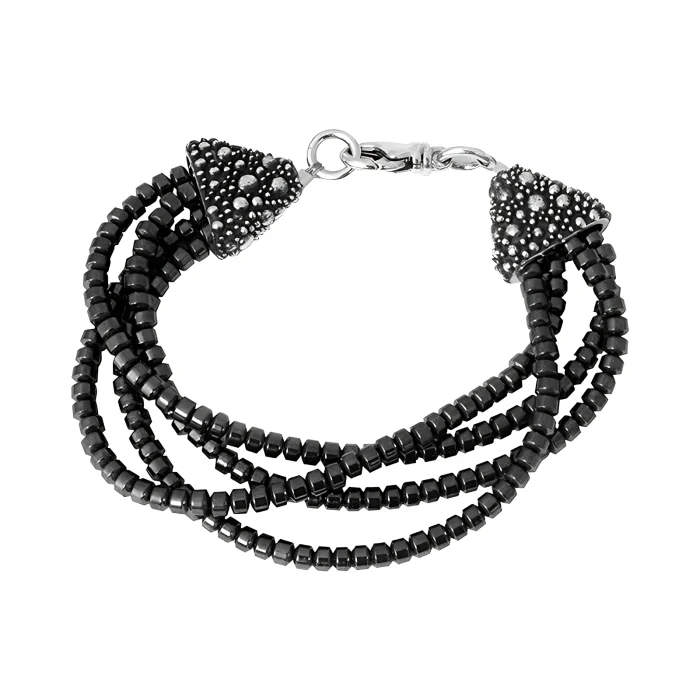 King Baby Multi-Strand Hematite Bead Bracelet with Stingray Detail