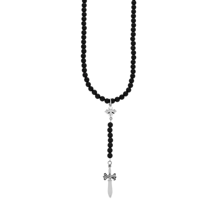 King Baby Onyx Rosary with MB Cross and Dagger
