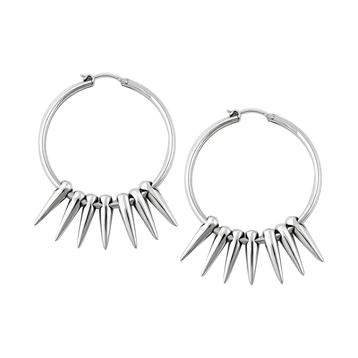 King Baby Hoop Earrings with Multiple Spikes